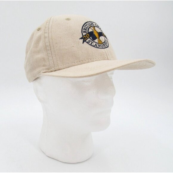 Vintage 2000 British Open Golf Hat St Andrews Beige Strapback USA Made NOS - Picture 3 of 13